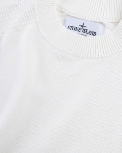 Stone Island Tricot De Coton Doux Cotele Blanc | Tricots