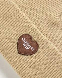 Carhartt WIP Bonnet Patch Coeur Dusty Hamilton Marron | Accessoires D'Hiver