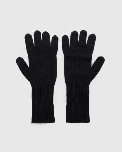 Marine Serre Gants De Longueur De Poignet Coteles En Laine Sans Mulesing Noirs | Accessoires D'Hiver