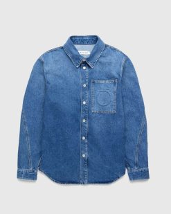 Trussardi Chemise En Jean Gaufre Bleu | Chemises