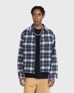 Highsnobiety Chemise Zippee A Carreaux En Laine Shaggy Neu York Marron | Chemises