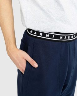 Marni Pantalon Ceinture Elastique Bleu Kyanite | Pantalon