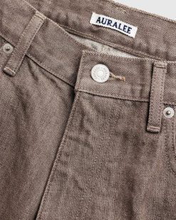 Auralee Pantalon Hard Twist Denim 5P Marron | Pantalon