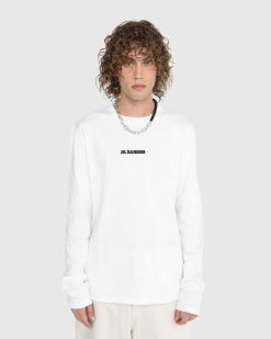 Jil Sander T-Shirt Logo Manches Longues Blanc Porcelaine | T-Shirts